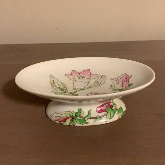 Vintage Japanese Ceramic Floral Print Soap Dish - Picture 2 of 6